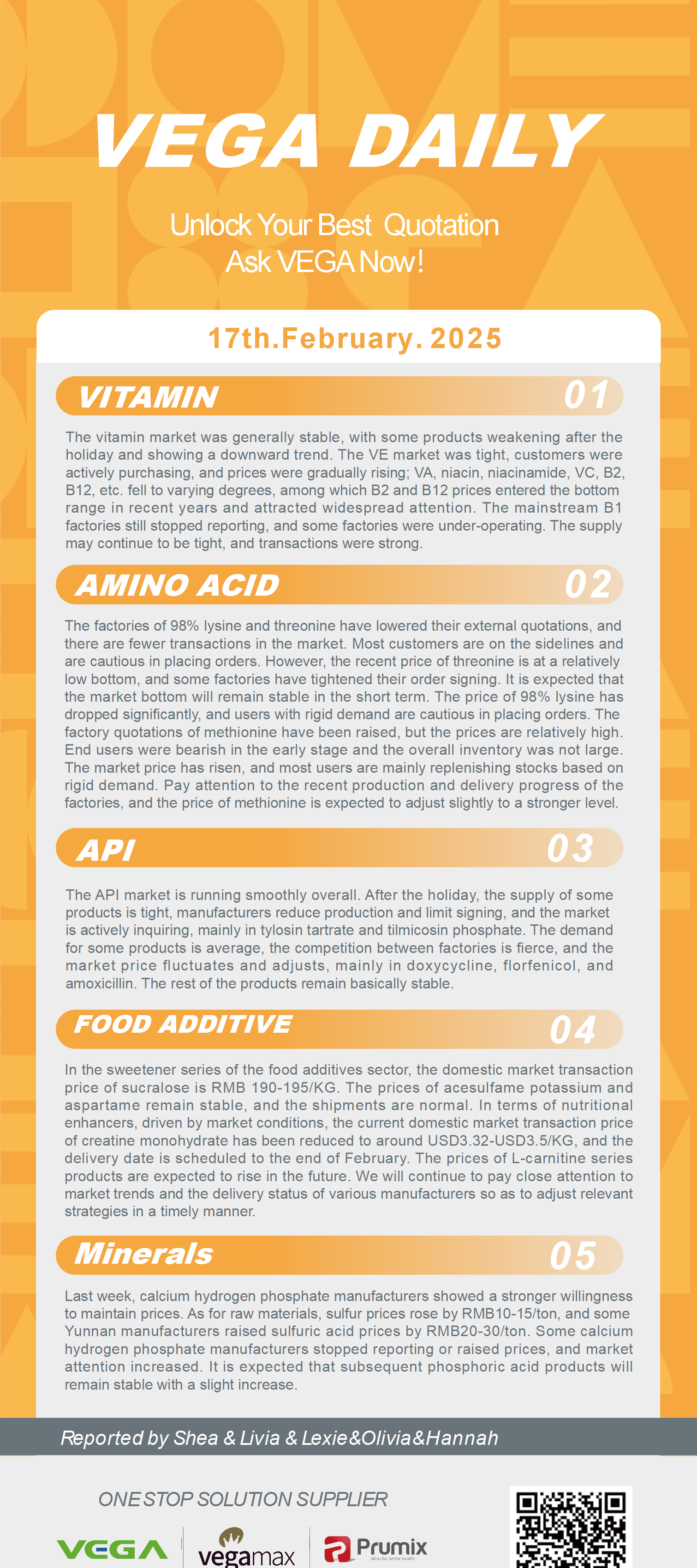 Vega Daily Dated on Feb 17th 2025 Vitamin Amino Acid APl Food Additives.png